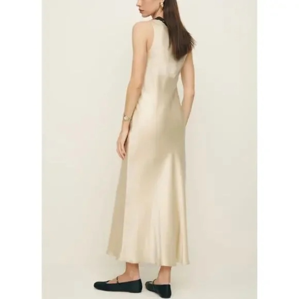 Reformation Alicyn Lace Trim Satin Slip Dress Ivory Cream Silk Size 0 - Picture 5 of 10